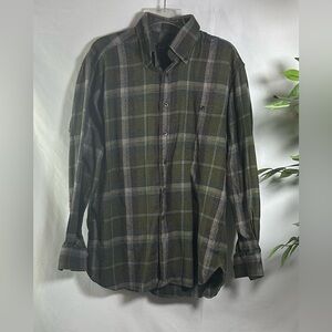 Ike Behar Green Plaid Button Down Shirt